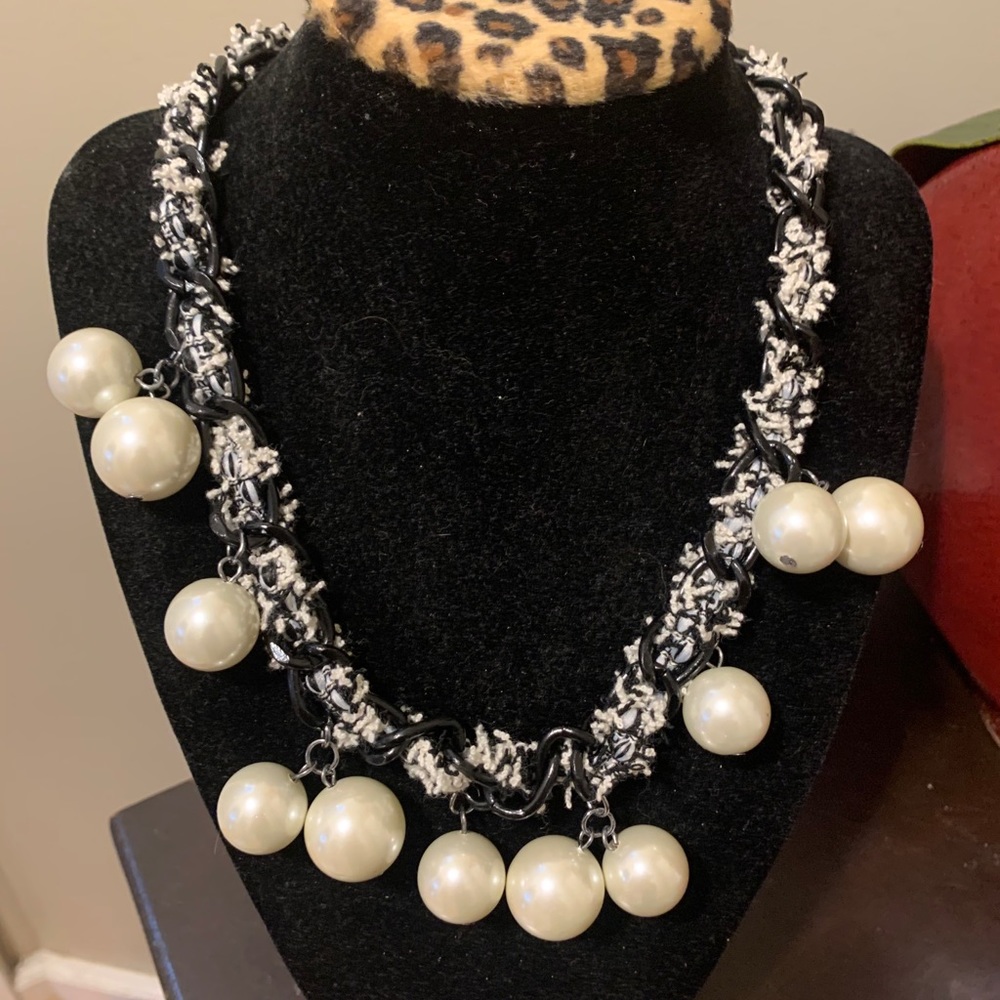 INC tweed and pearl necklace NWT